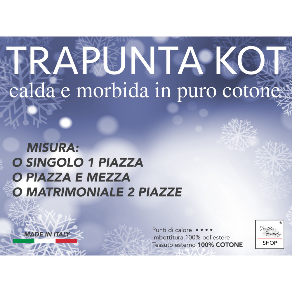 Colcha Kot gris cepillada - Colcha de invierno en puro algodón - Made in Italy, acolchado hipoalergénico