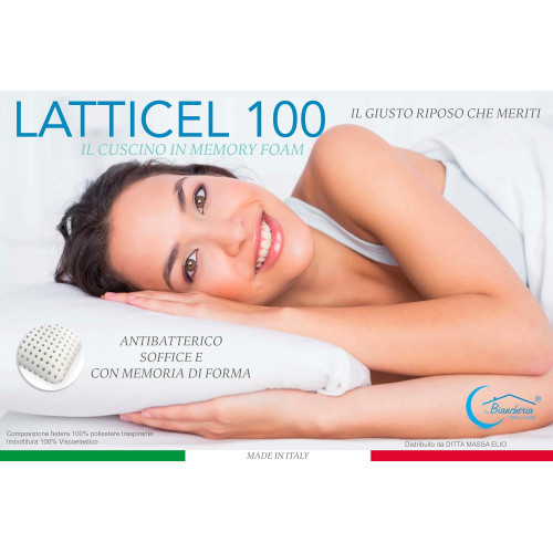 Cuscino viscoelastico Latticel 100, traspirante e anatomico con memoria di forma - Ipoallergenico e morbido, bianco, 45 x 75 cm