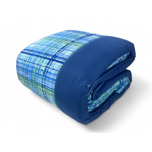 Trapunta Invernale Tirolese Texture Blu - Piumone Caldo Microfibra Anallergica 300gr - Made in Italy