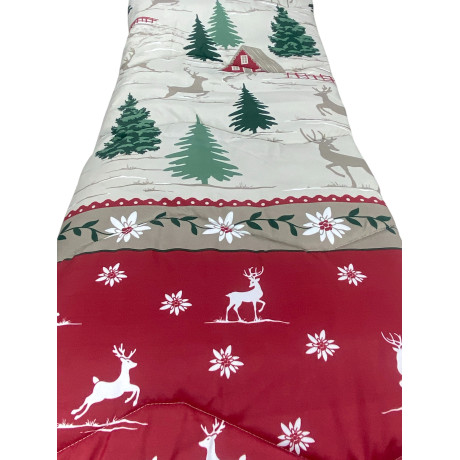 Super winter quilt with chalet pattern - Red green duvet Made in Italy