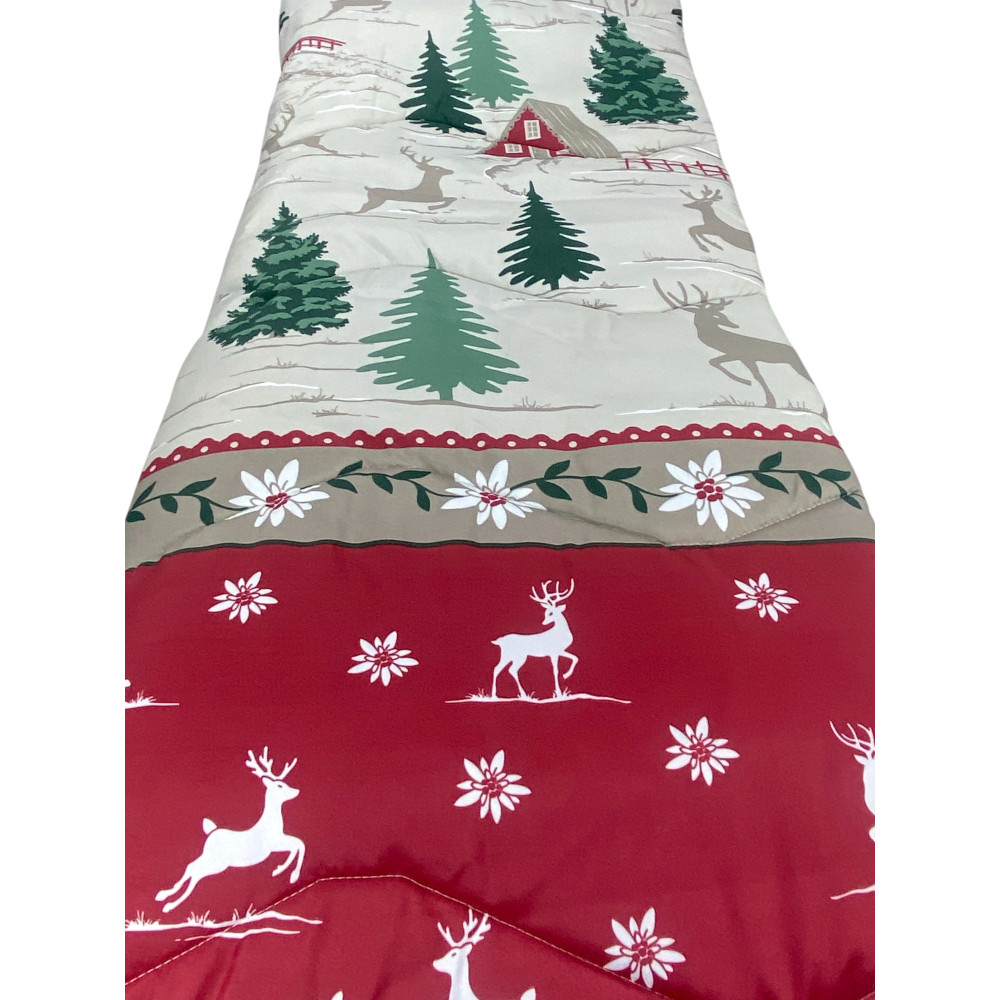 Winter Quilt Super Fantasy Hut - Tyrolean Style Red Green - Warm Microfiber 300gr - Made in Italy