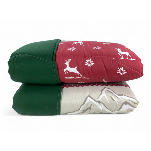 Couette d’hiver Super Fantasy Hut - Style tyrolien rouge vert - Microfibre chaude 300gr - Fabriqué en Italie