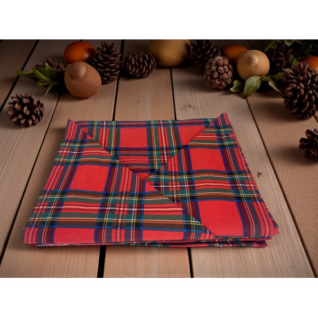 Red Scottish sheet set in 100% natural cotton Made in Italy, cozy winter fabric