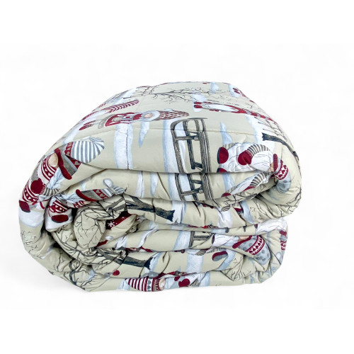 Winter Quilt Weihnachtszwerge - Bettdecke Handfeder 300 gr/qm - Weich und warm, Made in Italy