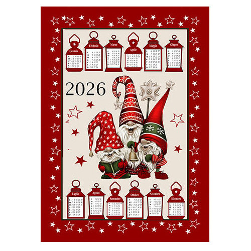 Cotton Christmas Kitchen Towels 2026 Maxi 50x70cm – Set of 6 Pieces, 3 Prints, Gift Idea, Made in Italy variant B