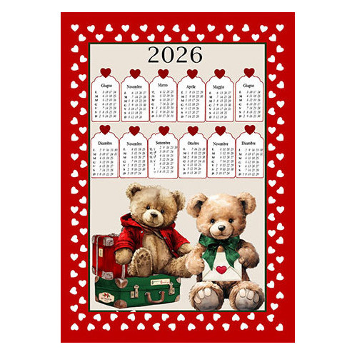 Weihnachtsküchentücher aus Baumwolle 2026 Maxi 50x70cm – Set mit 6 Stück, 3 Drucke, Geschenkidee, Made in Italy Variante B