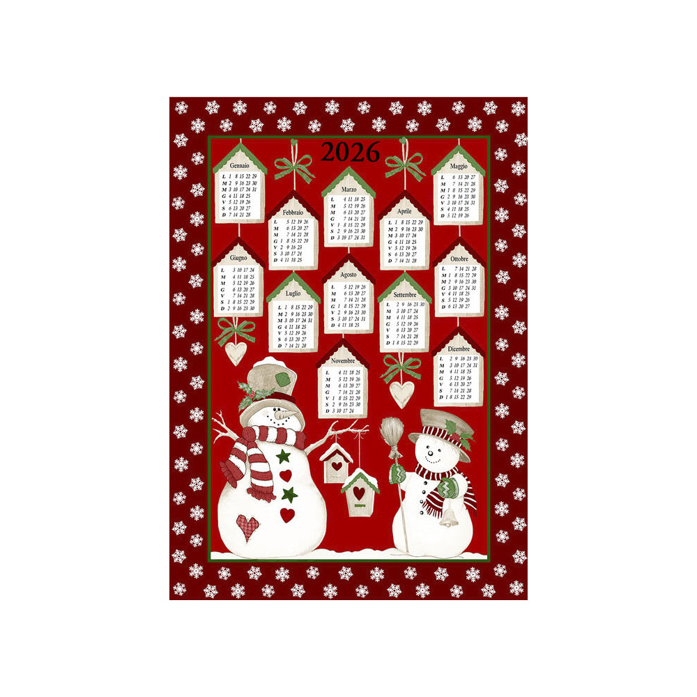 Weihnachtsküchentücher aus Baumwolle 2026 Maxi Kalender 50x70cm – Set mit 6 Stück, 3 Drucke, Geschenkidee, Made in Italy Variant