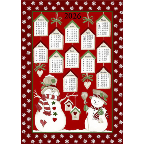 Torchons de cuisine de Noël en coton 2026 Maxi Calendrier 50x70cm – Ensemble de 6 pièces, 3 impressions, idée cadeau, Made in It