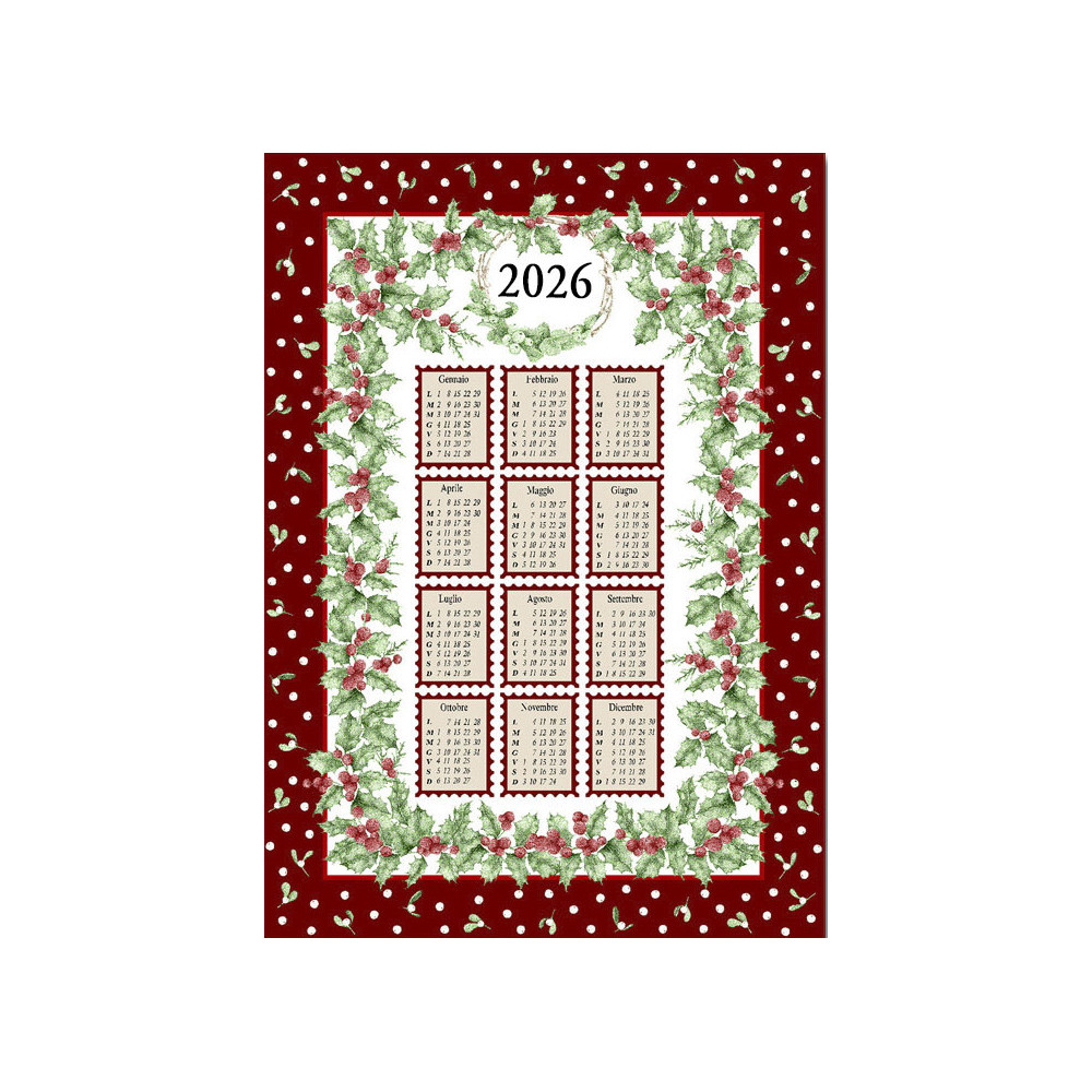 Paños de cocina de algodón navideños 2026 Maxi Calendar 50x70cm – Juego de 6 piezas, 3 estampados, idea de regalo, Made in Italy