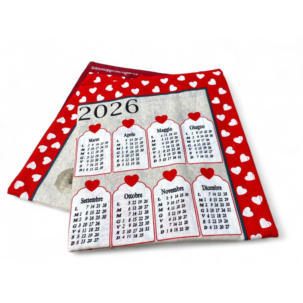 Weihnachtsküchentücher aus Baumwolle 2026 Maxi 50x70cm – Set mit 6 Stück, 3 Drucke, Geschenkidee, Made in Italy Variante B