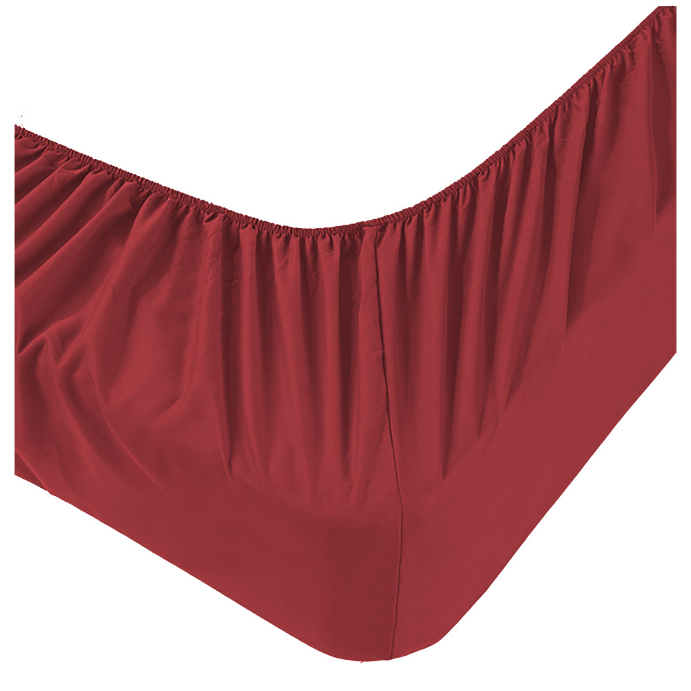 Fitted Bottom Sheets Adapto Jersey Bordeaux - Stretch Cotton H30cm - Single, Queen, Double