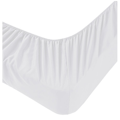 Drap de dessous en jersey blanc en 100 % coton stretch, taille haute H30 cm