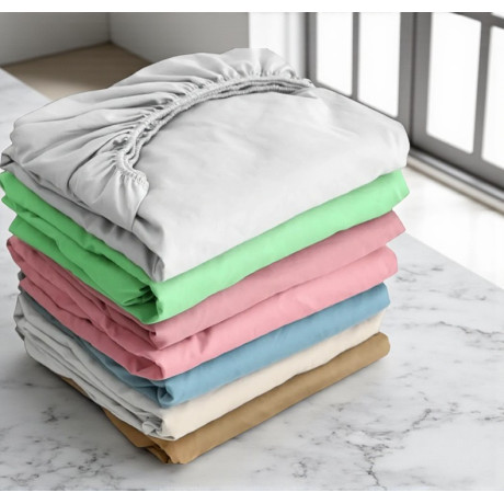 Drap de dessous en jersey blanc en 100 % coton stretch, taille haute H30 cm