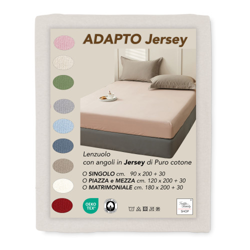 Fitted Bottom Sheets Adapto Jersey Cream - Stretch Cotton H30cm - Single, Queen, Double