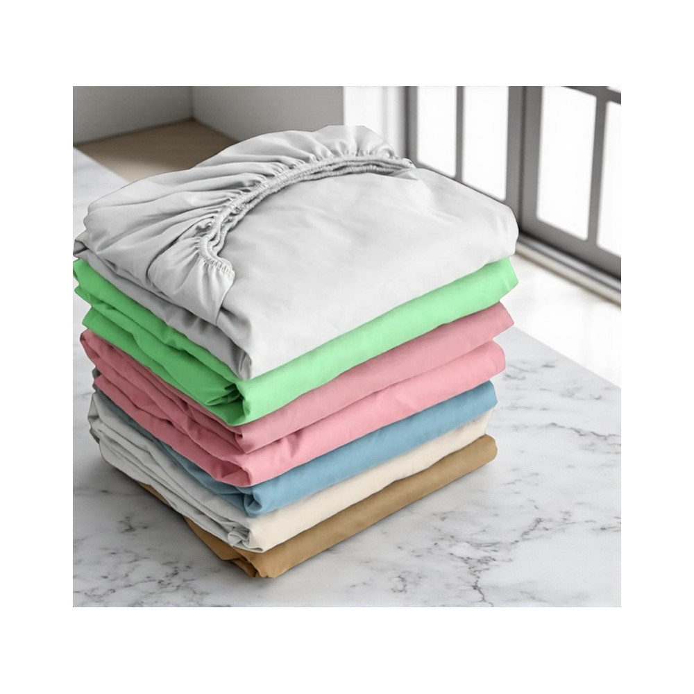Fitted Bottom Sheets Adapto Jersey Cream - Stretch Cotton H30cm - Single, Queen, Double