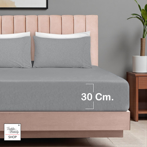 Spannbettlaken Adapto Jersey Creme - Stretch Baumwolle H30cm - Single, Queen, Double