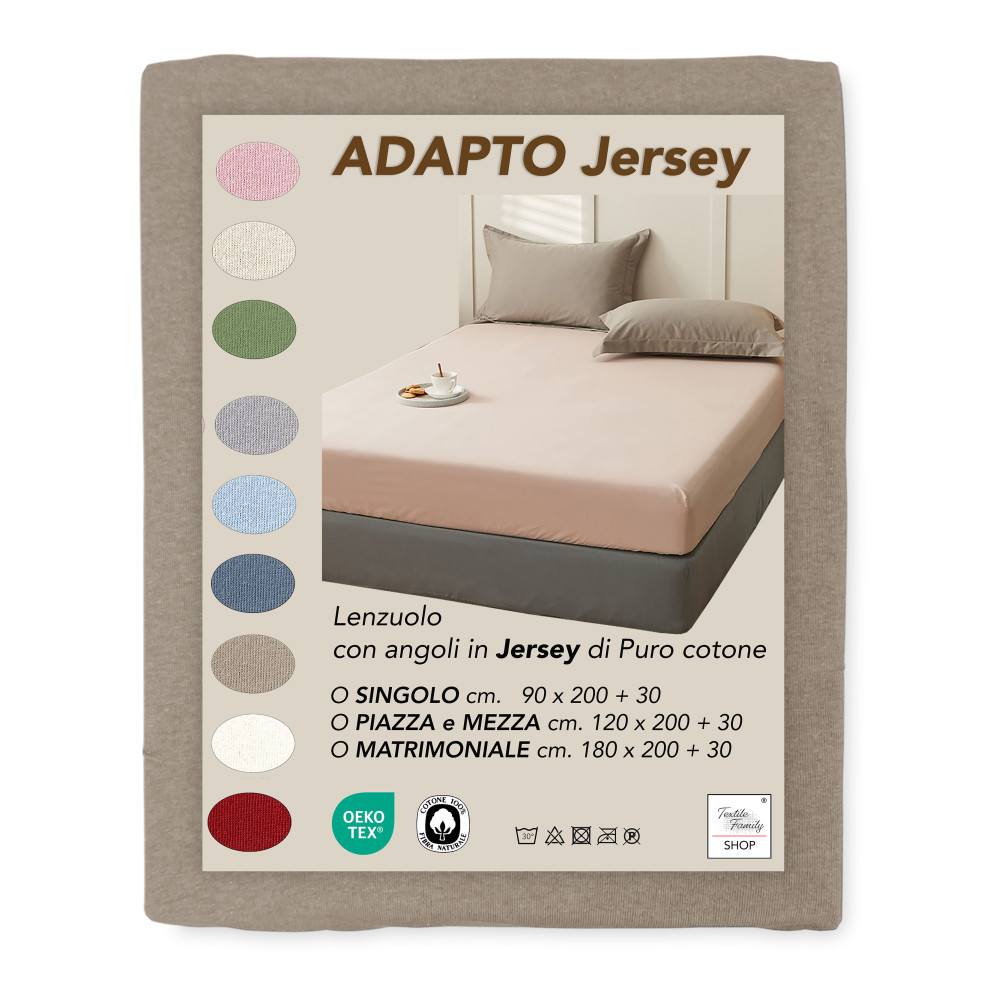 Taupe Jersey 100% stretch cotton bottom sheet, high band H30 cm Taupe Jersey 100% stretch cotton bottom sheet, high band H30 cm