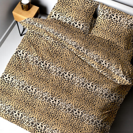 Leopard duvet cover in pure cotton, double bed set Made in Italy