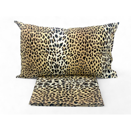Leopard duvet cover in pure cotton, double bed set Made in Italy