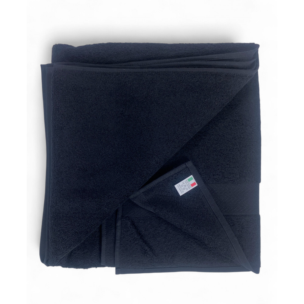 Toalla de baño de algodón rizo negro 100% Made in Italy 100x150 cm Toalla de baño de algodón rizo negro 100% Made in Italy 100x150 cm