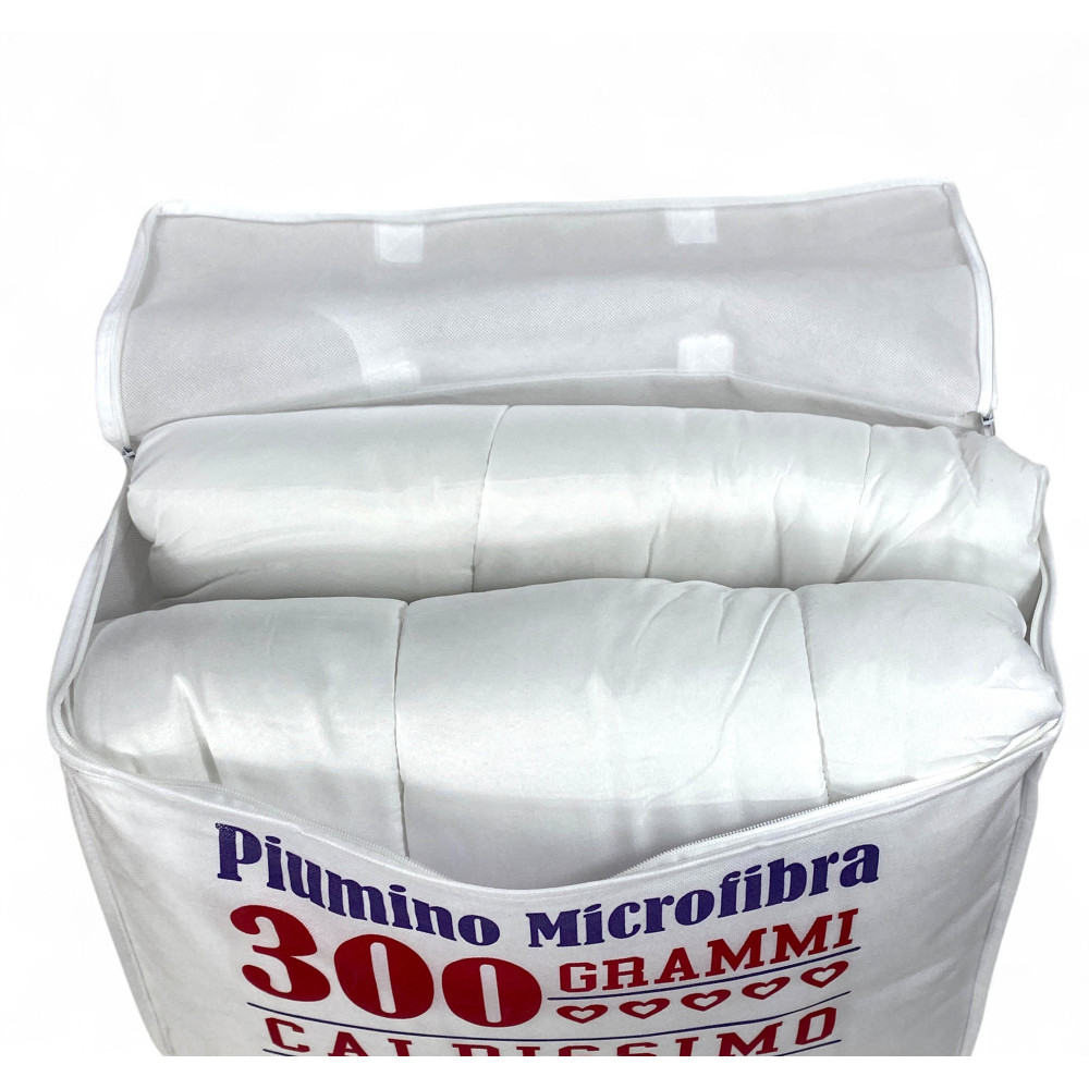 Piumino Letto Invernale Bianco 300 gr/mq - Microfibra Morbida e Poliestere Anallergico - Caldo e Traspirante