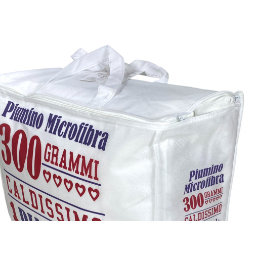 White Winter Bed Down Jacket 300 gr/sqm - Soft Microfiber and Hypoallergenic Polyester - Warm and Breathable