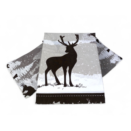 Copripiumino Cervo Alpi Grigio - Set letto invernale 100% cotone - Fantasia montagna con cervi