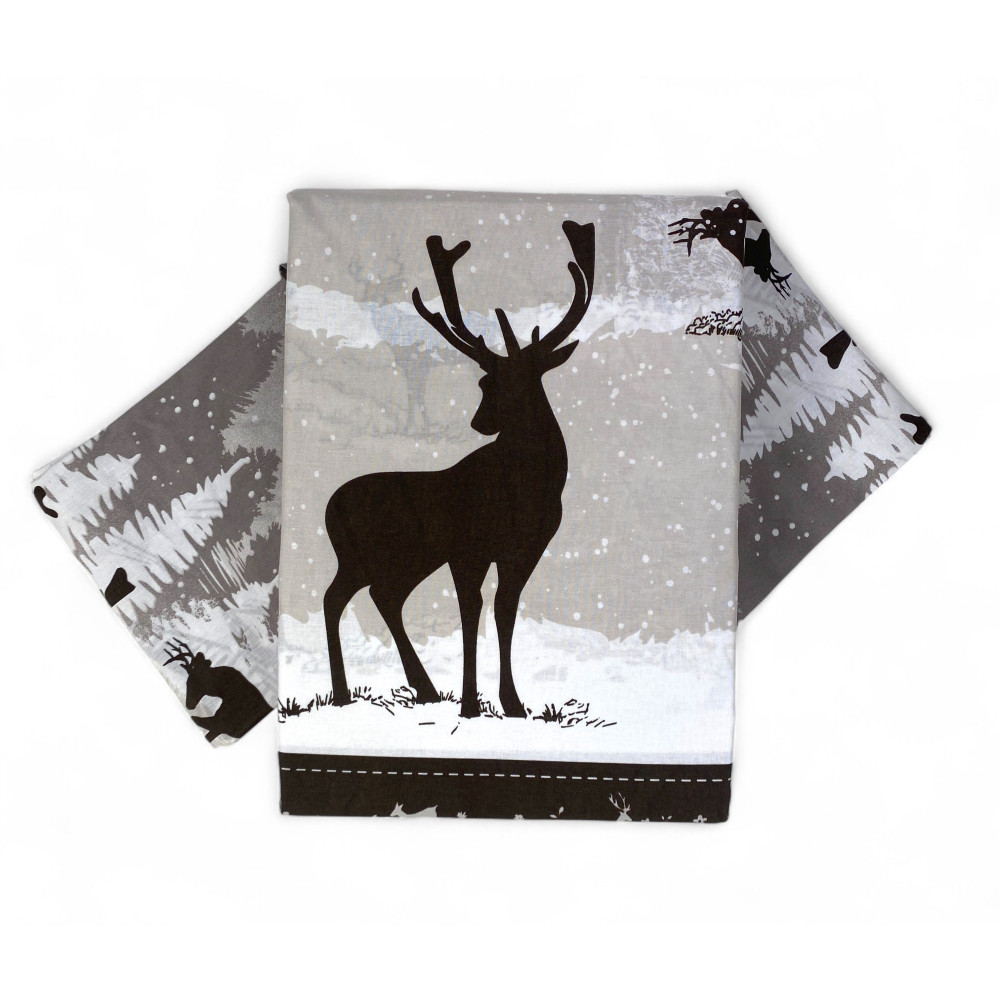 Copripiumino Cervo Alpi Grigio - Set Invernale 100% Cotone - Stile Montagna, Morbido e Traspirante