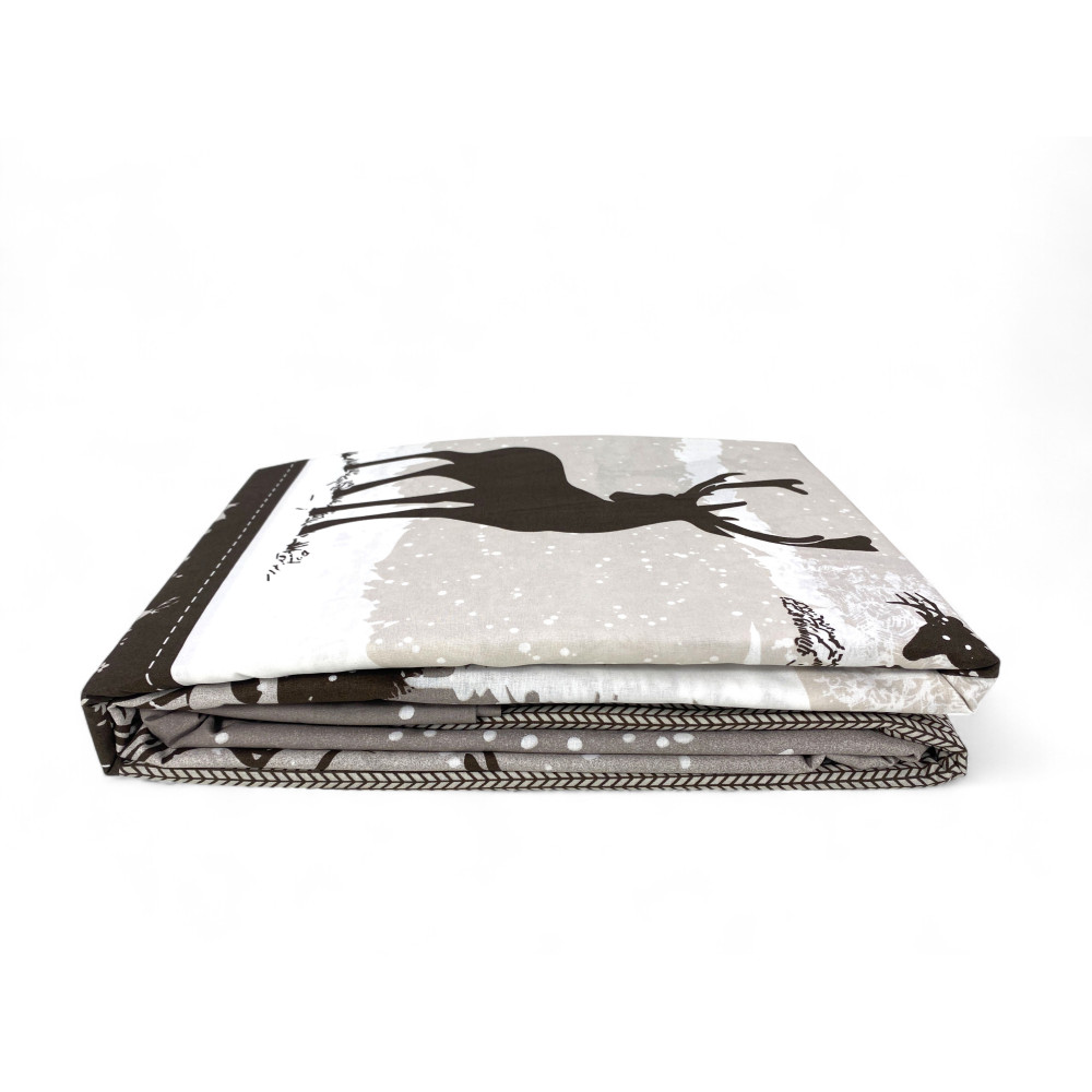 Deer Duvet Cover Grey Alps - Winter Set 100% Cotton - Mountain Style, Soft and Breathable