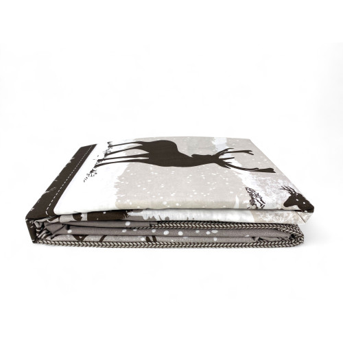 Housse de couette cerf Grey Alps - Ensemble d’hiver 100 % coton - Style montagnard, doux et respirant