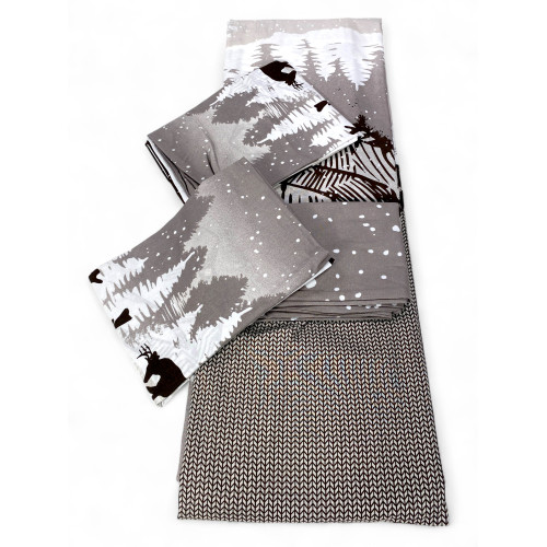 Set completo Cervo Alpi Grigio con federe coordinate - Stile chalet di montagna