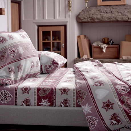 Ensemble de draps en flanelle Baita et Cuore - 100 % coton polaire, chaud et doux - Fabriqué en Italie