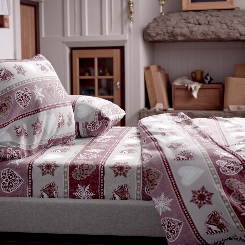 Ensemble de draps en flanelle Baita et Cuore - 100 % coton polaire, chaud et doux - Fabriqué en Italie Ensemble de draps en flanelle Baita et Cuore - 100 % coton polaire, chaud et doux - Fabriqué en Italie