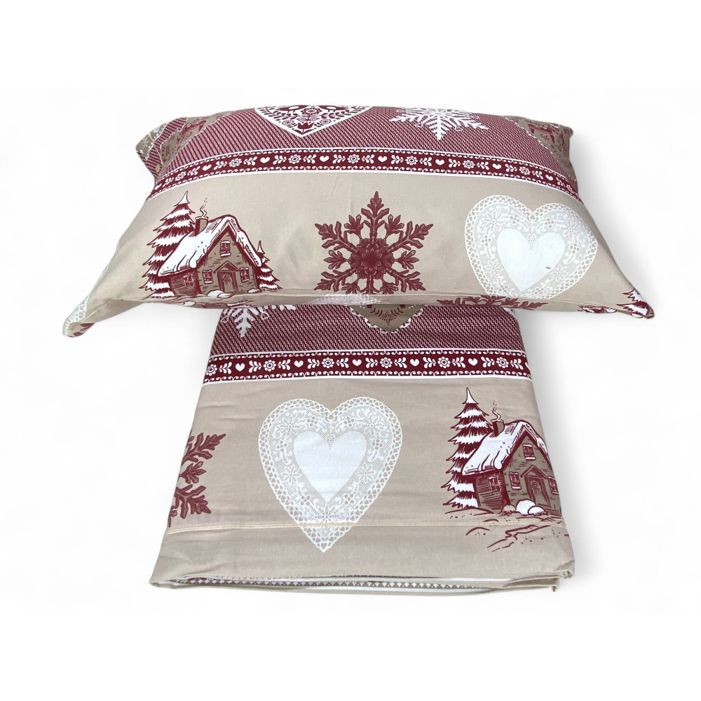 Flanell-Bettwäsche-Set Baita und Herz - 100% Baumwollfleece - warm, weich, Made in Italy