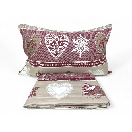 Cuore e Baita double duvet cover - 100% cotton flannel - Warm and soft - Made in Italy