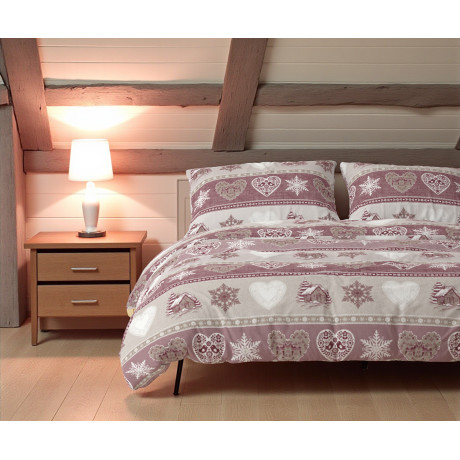 Cuore e Baita double duvet cover - 100% cotton flannel - Warm and soft - Made in Italy