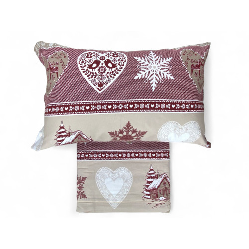 Heart and Cabin Double Duvet Cover - 100% Cotton Flannel - Anti-Pilling, with Extra Flap, Made in Italy