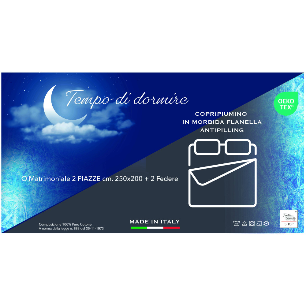 Copripiumino Matrimoniale Cuore e Baita - Flanella Cotone 100% - Anti-Pilling, con Patella Extra, Made in Italy