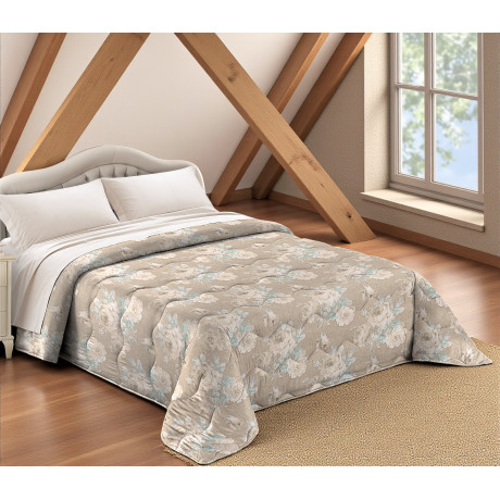 Trapunta Fiocco Sanderson Fiore Tiffany - Copriletto invernale 300 gr/mq in microfibra vellutata - Made in Italy