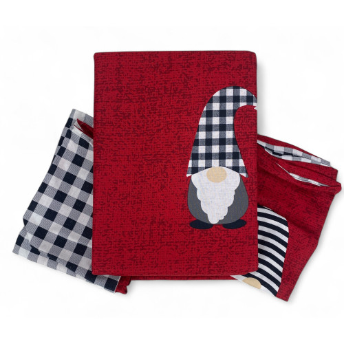 Housse de couette des elfes de Noël rouges - Parure de lit d’hiver 100 % coton - motif de Noël chaud et douillet