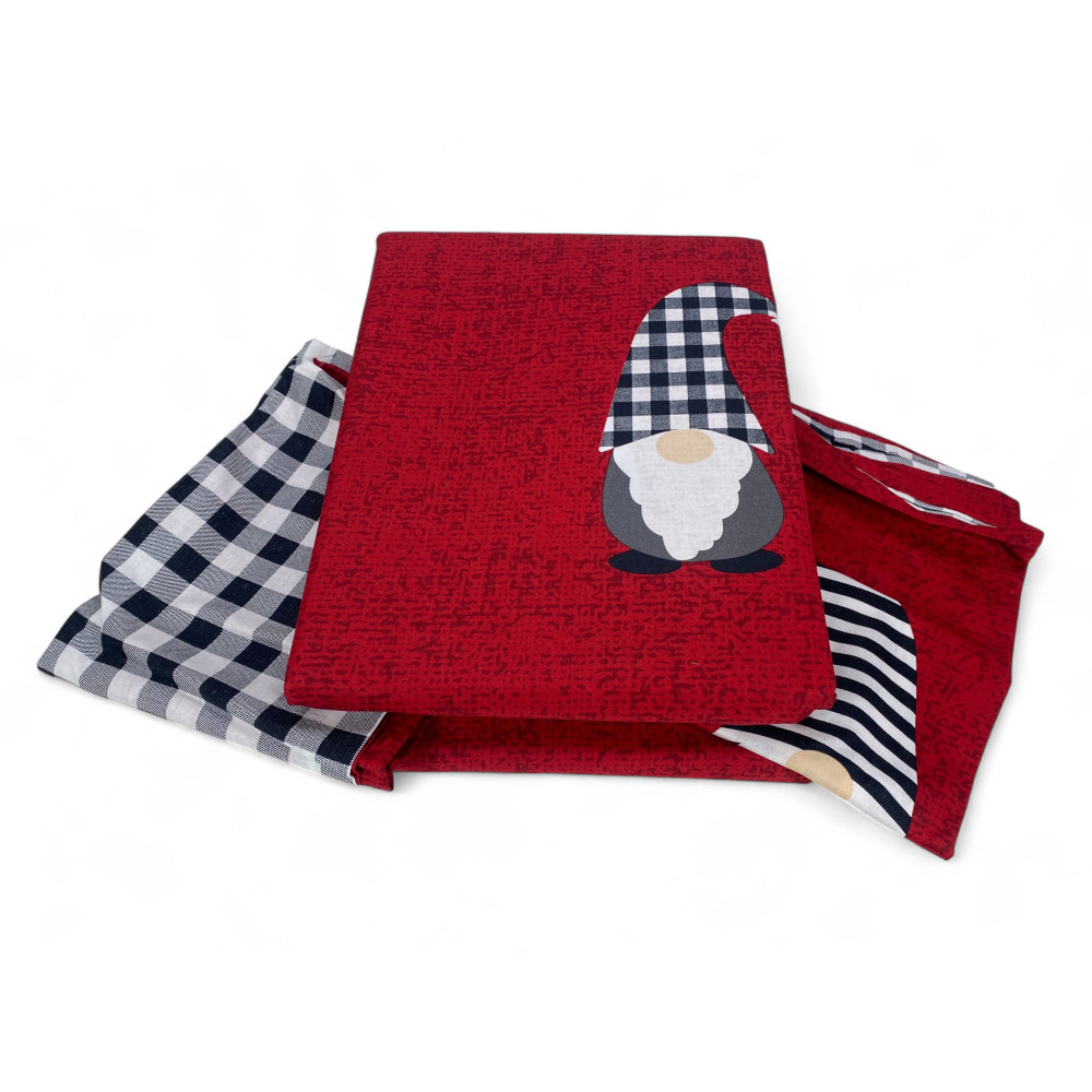 Housse de couette des elfes de Noël rouges - Parure de lit d’hiver 100 % coton - motif de Noël chaud et douillet