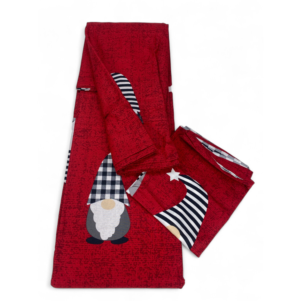 Housse de couette des elfes de Noël rouges - Parure de lit d’hiver 100 % coton - motif de Noël chaud et douillet