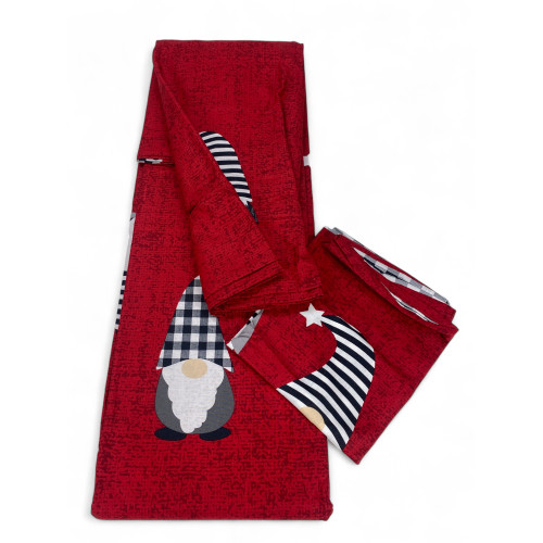 Roter Weihnachtselfen Bettbezug - 100% Baumwolle Winter Bettset - Warmes und gemütliches Weihnachtsmuster
