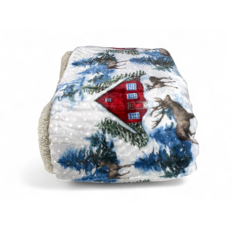 Plaid Sherpa Baita Alpina - Coperta invernale su sfondo innevato - Calore e comfort Plaid Sherpa Baita Alpina - Coperta invernale su sfondo innevato - Calore e comfort
