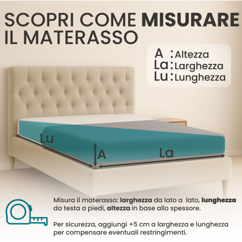 Lenzuolo sotto su misura in cotone 100% – Con angoli elastici per letti fuori misura – Made in Italy