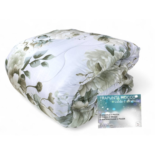 Sanderson Delicate Flower White Ribbon Quilt – Hiver 300 gr/m², 100 % microfibre, 4 points de chaleur – Fabriqué en Italie