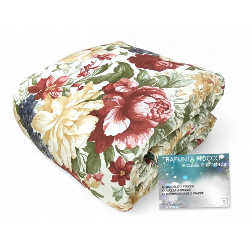Sanderson Vintage Flower Bow Quilt – Winter 300 gr/qm, weiche Mikrofaser, 4 Heizpunkte – Made in Italy