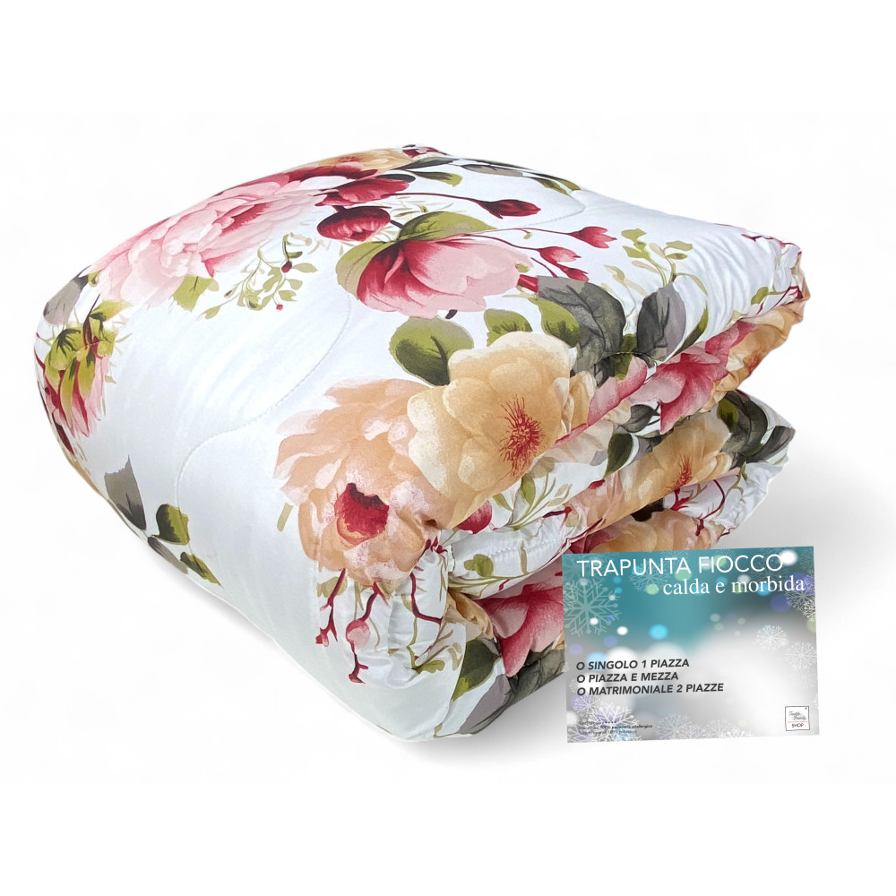 Sanderson Delicate Flower Pink Bow Quilt – Winter 300 gr/sqm, Soft Microfiber, 4 Heat Points – Made in Italy