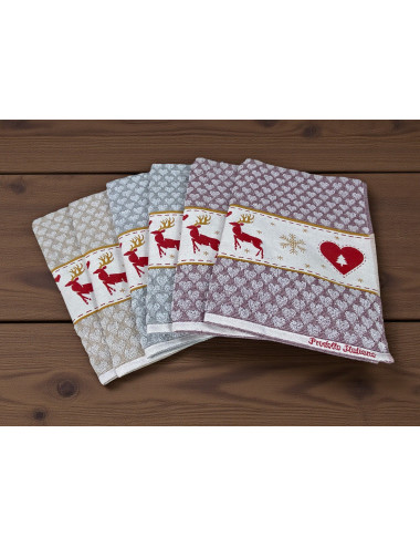 Torchons de cuisine de Noël en coton jacquard - Lot de 6 pièces 50x80 cm, haute capacité d’absorption, 3 couleurs assorties, fab