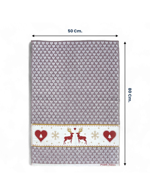 Weihnachts-Küchentücher aus Jacquard-Baumwolle - Set mit 6 Stücken 50x80 cm, hohe Saugfähigkeit, 3 verschiedene Farben, Made in